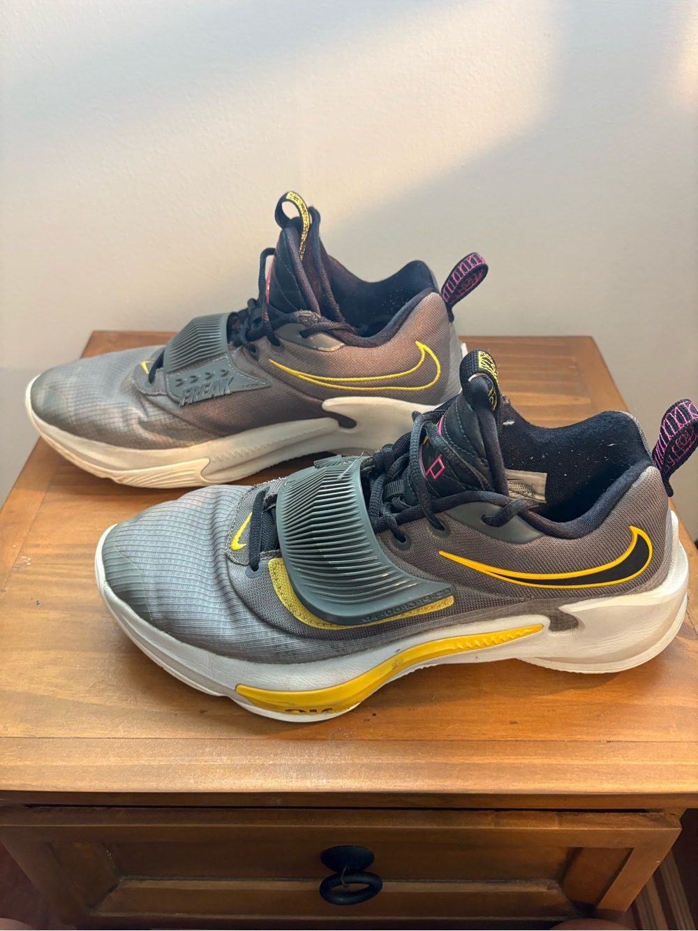 Nike Yannis Gray and Yellow Basketball Sneakers